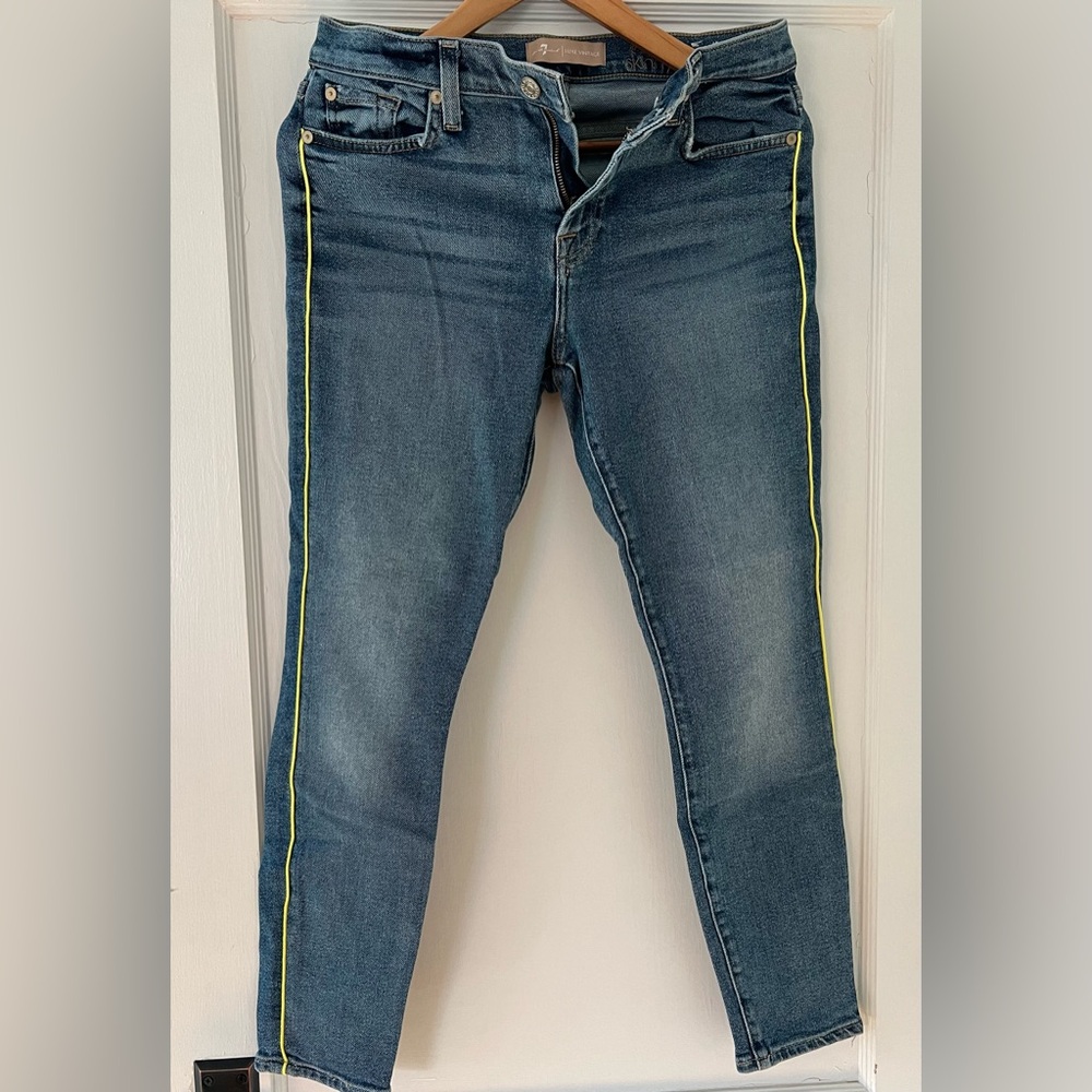 7 For All Mankind Jeans with yellow stripe